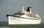 ID 1567 PRINCESS DANAE (1955/16531grt/IMO 5282483, ex-BALTICA, STARLIGHT EXPRESS, ANAR, DANAE, THERISSOS EXPRESS, PORT MELBOURNE. Renamed LISBOA in 2013 by new owners Portuscalecruises), Southampton, England....